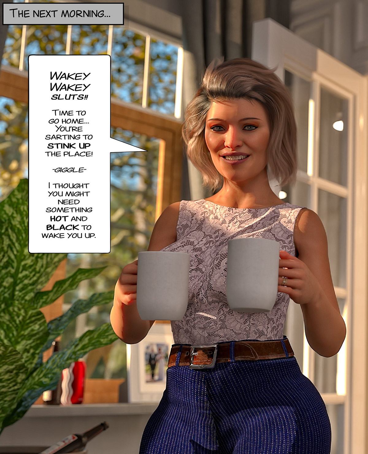 I thought you might need something hot and black to wake you up - The MILF next door 2